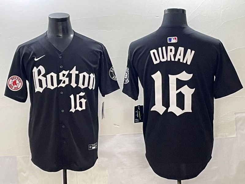 Men 2025 Boston Red Sox 16 Duran Black Five generations Joint Name Nike MLB Jersey style 11